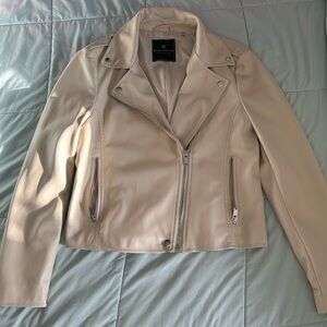 bagatelle Cream Leather Moto Jacket